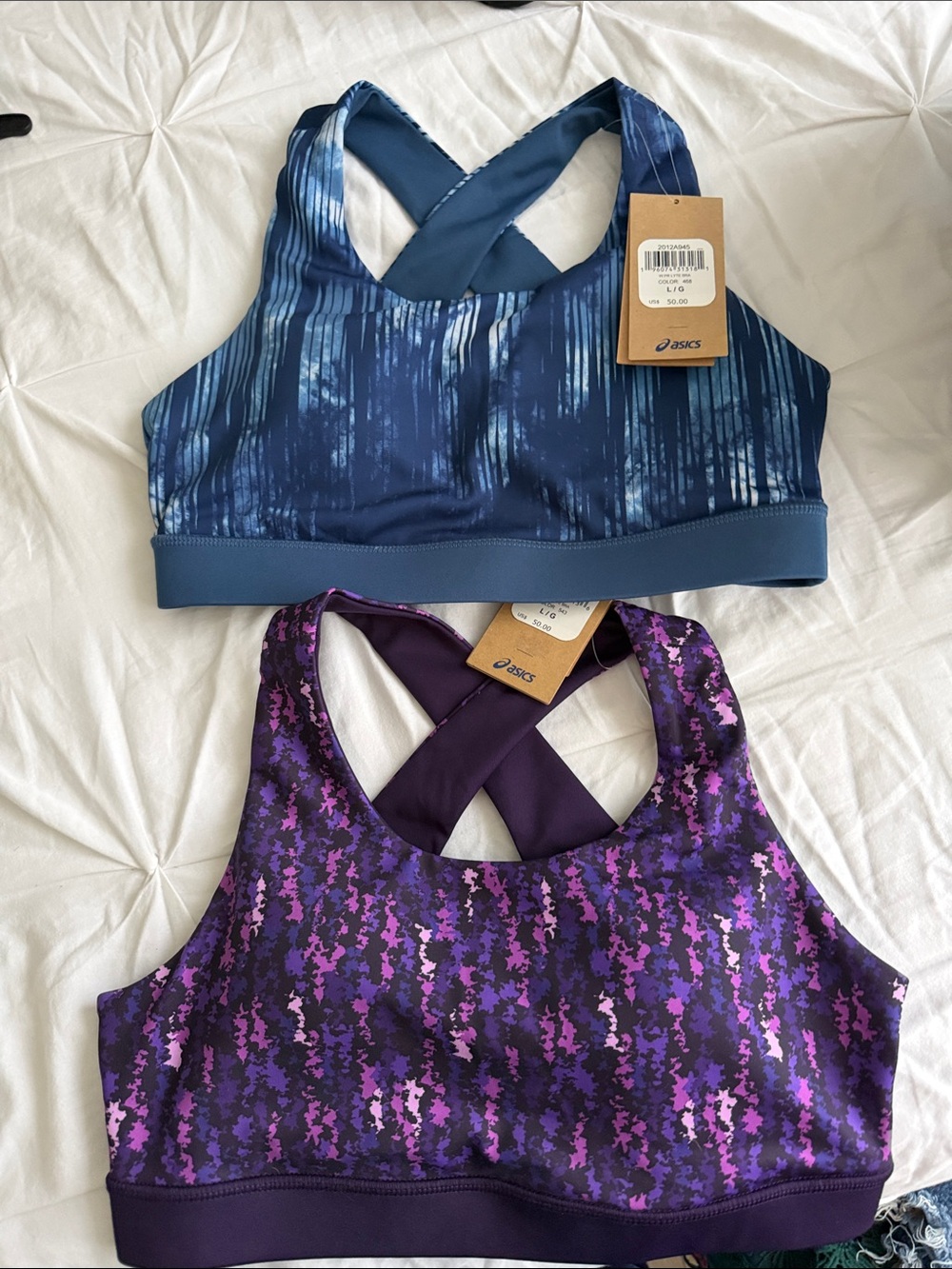 ASICS Double Pack Racerback Sports Bras - Blue & Purple